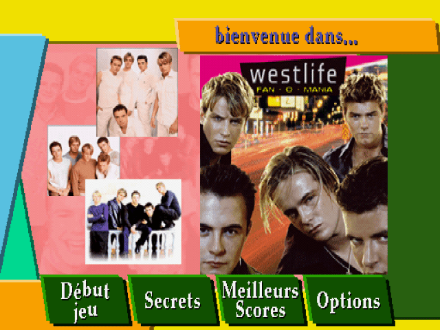Westlife Fan-o-mania title screen for Playstation